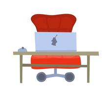 a simple table and a laptop with a computer mouse vector