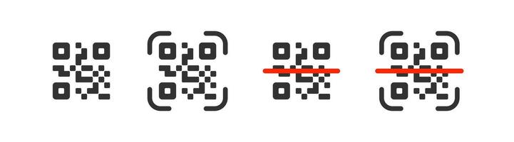 QR code icon. Phone scan digital information. Barcode technology. Identification tags. vector