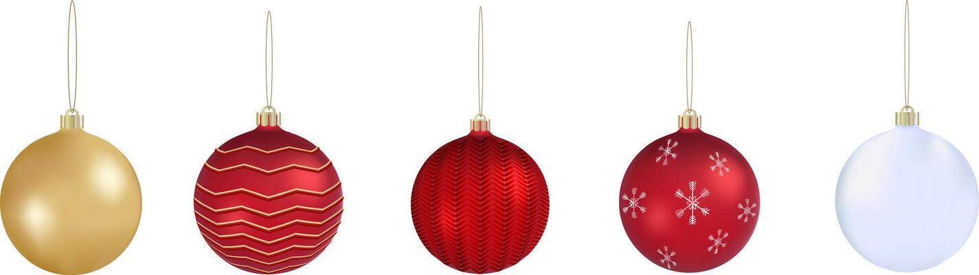 Four christmas balls isolated on white background