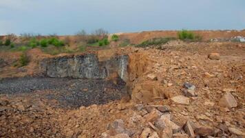 View of mining quarry. Relief of the quarry for mining against the background video