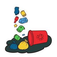 A Colorful Mess of Recyclable Waste Spilling Out vector