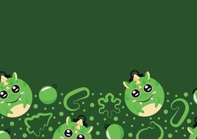 christmas or new year horizontal posters with round baubles and different christmas toys with green dragon design on a green background, for different holiday ads and banners vector