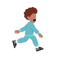 Curly boy running vector