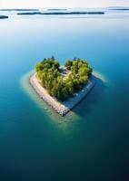 Serene island in a tranquil lake photo