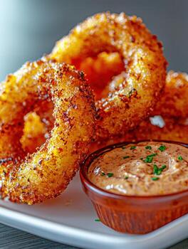 crujiente frito pollo con inmersión salsa foto