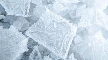 Intricate patterns of frost on a cold winter surface photo