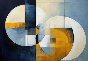 Abstract geometric composition with circles and rectangles photo