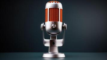 Retro style microphone on dark background photo