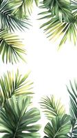 Palm fronds extending from a central point of growth, photorealistic photo