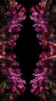 Flower heads arranged in symmetrical pattern layout, wallpaper art photo