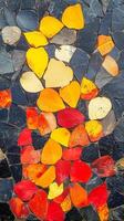 Flower petals creating a mosaic pattern on canvas, photorealistic wallpaper photo