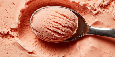 Close-up of a gelato scoop, showing the fine texture and smooth, even surface, food photography photo