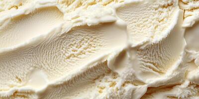 Close-up of a vanilla ice cream scoop, showing fine texture and smooth surface, food photography photo