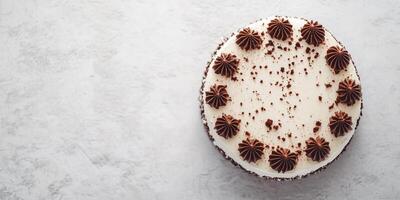 Gluten-free cake with visible layers and minimal decorations on top, food photography photo