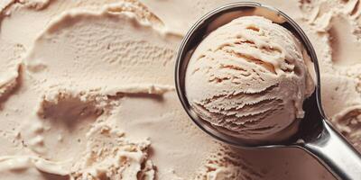 Close-up of a dairy-free ice cream scoop, showing the fine texture and smooth surface, photorealistic food photo