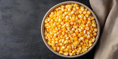 Kettle corn in a serving dish, with individual kernels clearly visible, photorealistic food photo