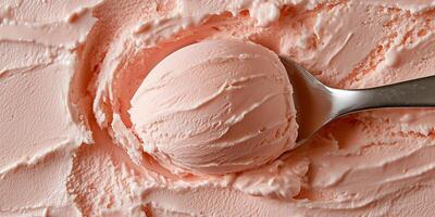 Close-up of a gelato scoop, showing the fine texture and smooth, even surface, food setting photo