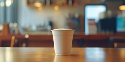 Single-serving yogurt drink in a cup with a visible seal and simple label, meal photography photo