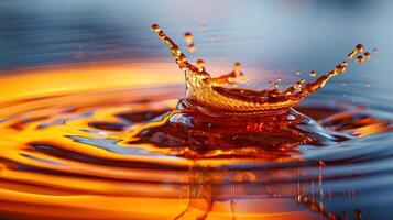 A close-up of water splashing, creating dynamic ripples and vibrant colors. photo