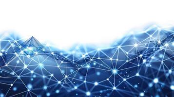 Abstract digital landscape with interconnected nodes and glowing elements. photo