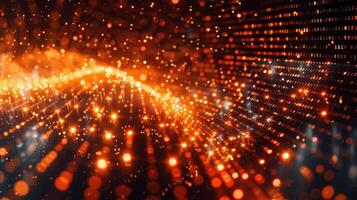 Abstract digital visualization of glowing particles in a wave-like pattern. photo