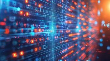Abstract digital background with glowing lines and data patterns. photo