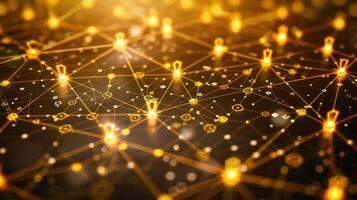 Abstract representation of interconnected nodes and networks with glowing elements. photo
