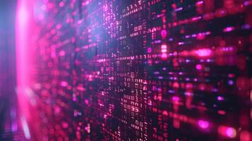 Abstract digital background with vibrant pink and purple data patterns. photo