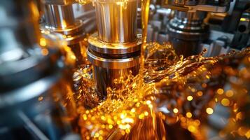 Close-up of machinery with fluid dynamics in an industrial setting. photo
