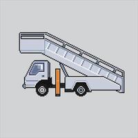 Pixel illustration Auto Ladder. Pixelated Airport Ladder Truck. Airport Auto Ladder icon pixelated for the pixel game and icon for website and game. old school retro. vector