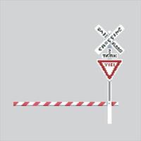 Pixel illustration Cross Barrier. Pixelated Railway Barrier. Railway Train Cross Barrier icon pixelated for the pixel art game and icon for website and game. old school retro. vector