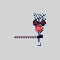 Pixel art illustration Cross Barrier. Pixelated Railway Barrier. Railway Train Cross Barrier icon pixelated for the pixel art game and icon for website and game. old school retro. vector