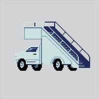 Pixel art illustration Auto Ladder. Pixelated Airport Ladder Truck. Airport Auto Ladder icon pixelated for the pixel game and icon for website and game. old school retro. vector