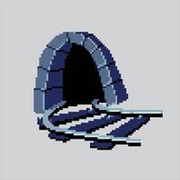 Pixel art illustration Railway Tunnel. Pixelated Tunnel Entrance. Railway Tunnel Entrance icon pixelated for the pixel art game and icon for website and game. old school retro. vector