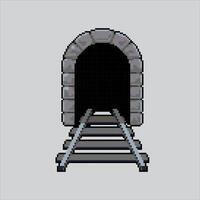Pixel illustration Railway Tunnel. Pixelated Tunnel Entrance. Railway Tunnel Entrance icon pixelated for the pixel art game and icon for website and game. old school retro. vector