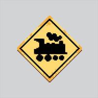 Pixel art illustration Train Sign. Pixelated Railway Train. Train Railway Sign icon pixelated for the pixel game and icon for website and game. old school retro. vector