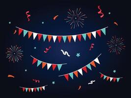 New Year Bunting Flag with Firework and Confetti vector