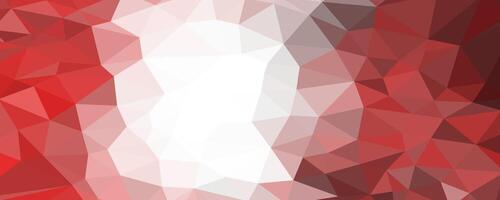 an abstract design with a low poly, polygonal style. It features a gradient of red hues, ranging from deep crimson to pale pink, converging towards a bright white center. vector