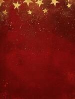 Red Background with Gold Stars for Creative Designs, Perfect for Holiday Greetings, Seasonal Promotions, or Artistic Projects, Featuring a Rich Space Aesthetic photo