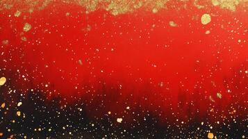 Abstract Red Background with Gold Stars and Scattered Light Snow Creating a Unique Space for Text and Design Elements photo
