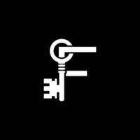 Initial letter F Key logo Concept, Key with Letter F, Logo Design Template vector
