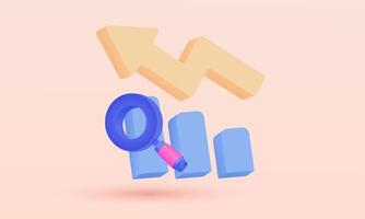 3d icon stock trading graph market on background vector
