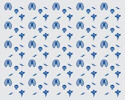 Skull ribs and thunder bolt pattern background fashion fabric textile print art paper editable vector