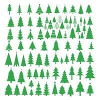 A set of Christmas trees isolated on a white background. Flat element of design. vector