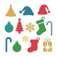 Retro Christmas ornaments and baubles. Christmas balls and decorations of different shapes and sizes with patterns. Vintage decorations for the Christmas tree. White background vector