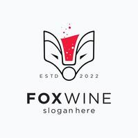 Wine with fox logo design illustration template. vector