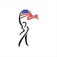 Man holding an american flag Logo Design vector