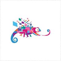 A colorful lizard with colorful squares on it's back vector