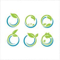 Four different logos for a company with leaves vector