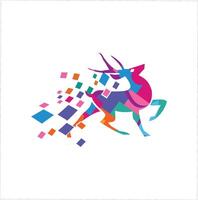 A colorful deer running through squares vector
